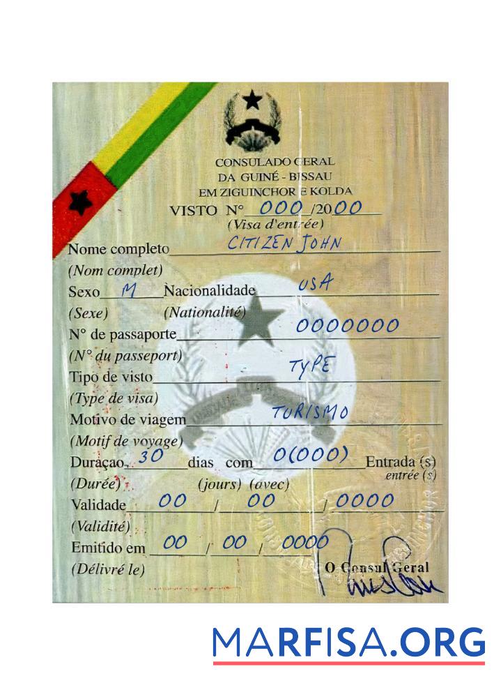 Downloadable Guine Bissau visa real example